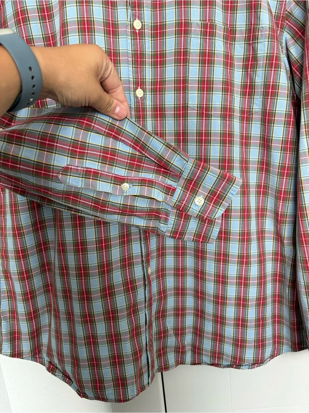 J.Crew Men’s XL Plaid Button Down Shirt Blue Red Long Sleeve Cotton Casual